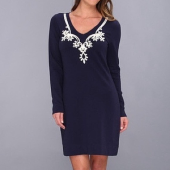 Lilly Pulitzer Daylin Navy blue sweatshirt dress M - Picture 13 of 13